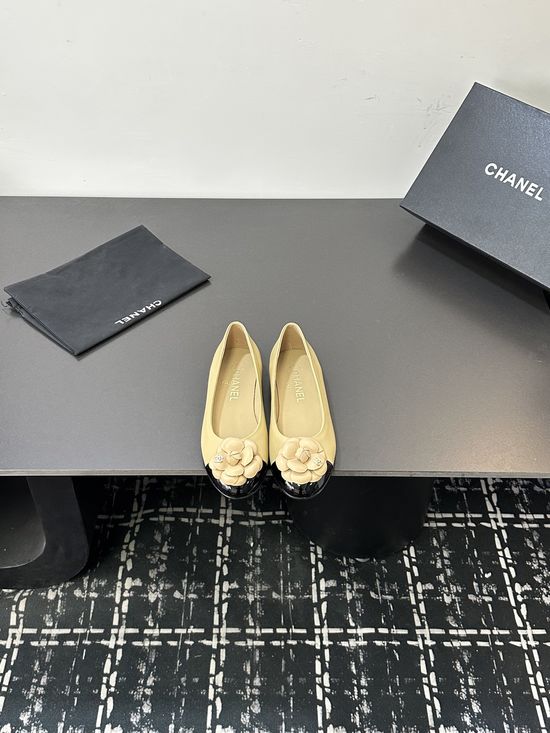 Chanel Camellia Decor Mary Jane Soft Sheepskin Flat Shoes