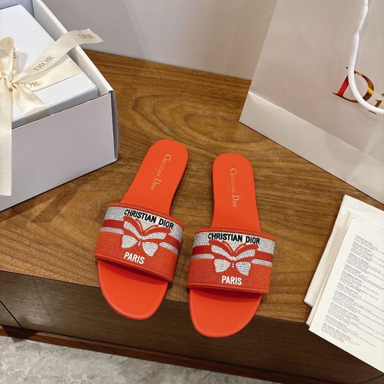 Christian Dior Embroidered Logo Chunky Heel Sandals with Gel Color