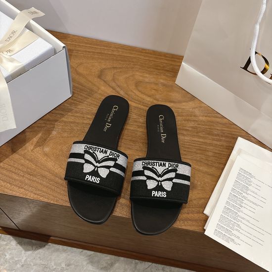 Christian Dior Embroidered Logo Chunky Heel Sandals with Gel Color