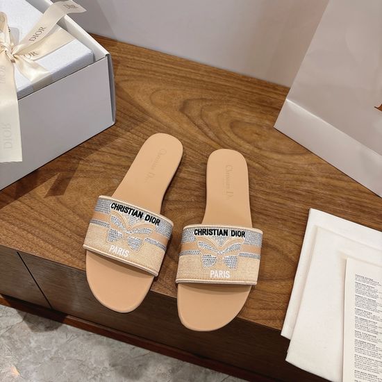 Christian Dior Embroidered Logo Chunky Heel Sandals with Gel Color