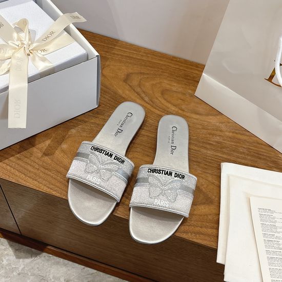 Christian Dior Embroidered Logo Chunky Heel Sandals with Gel Color