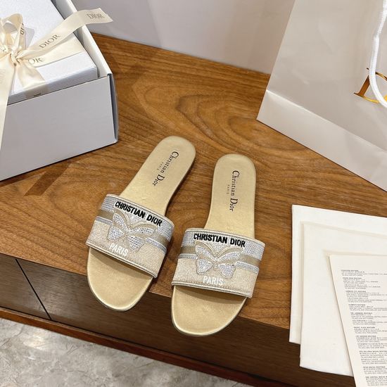 Christian Dior Embroidered Logo Chunky Heel Sandals with Gel Color