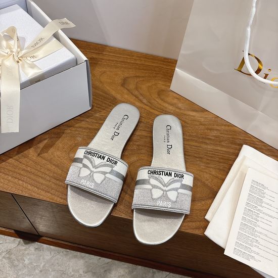Christian Dior Chunky Heel Gel Color Sandals with CD Logo Embroidery