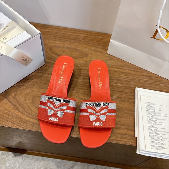 Christian Dior Embroidered Logo Chunky Heel Sandals with Gel Color