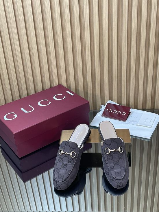 Gucci Monogram Jacquard Loafers And Mules Set