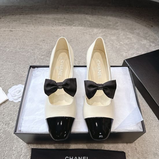 Chanel Bow Decor Mary Jane Premium Leather Comfortable Flats
