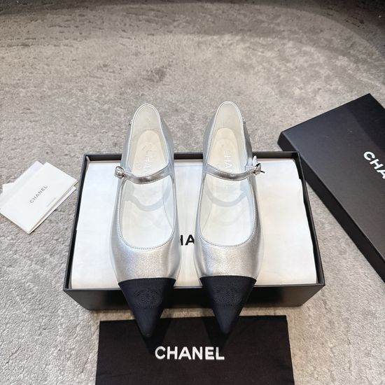 Chanel Vintage Pointed Toe Mary Jane Genuine Leather Casual Flats