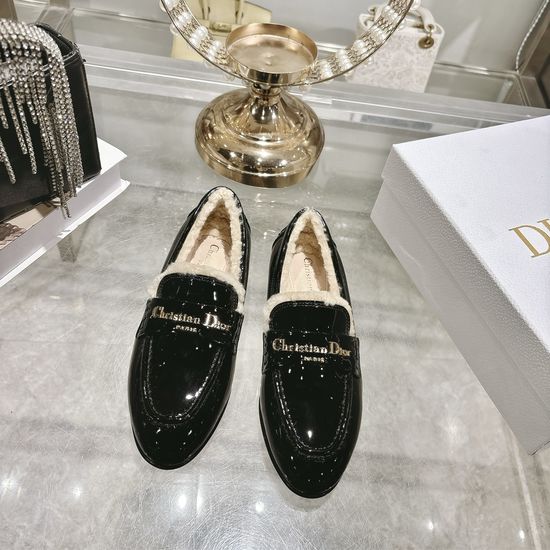 Christian Dior Suede Loafers with Metal Logo Leather Sole