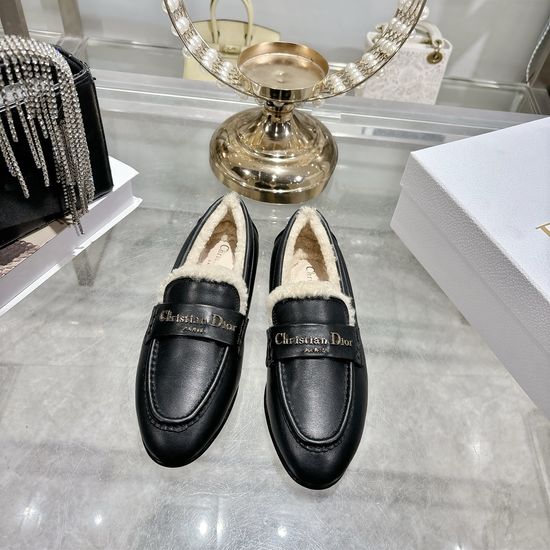 Christian Dior Suede Loafers with Metal Logo Leather Sole