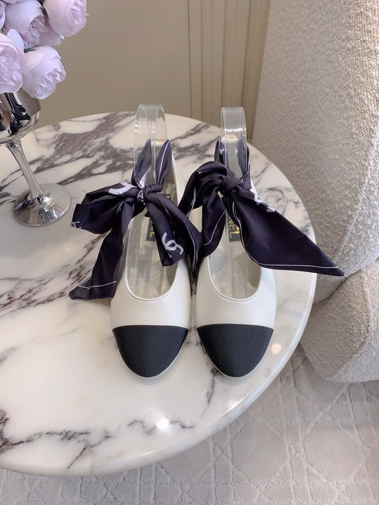 Chanel Silk Ribbon Tie Flat Shoes