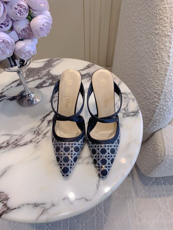 Christian Dior Mesh Rhinestone High Heel Shoes Elegant Formal Footwear