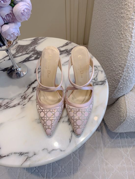 Christian Dior Mesh Rhinestone High Heel Shoes Elegant Formal Footwear