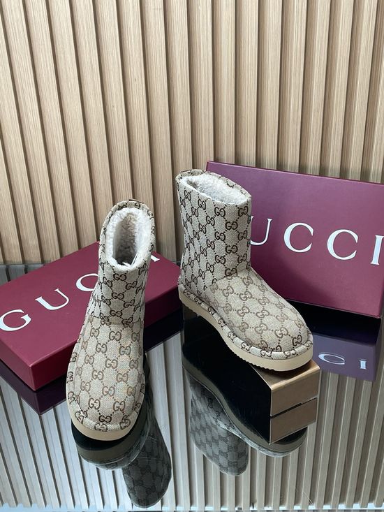 Gucci Classic Printed Fleece Lined Ankle Boots For Cold Weather