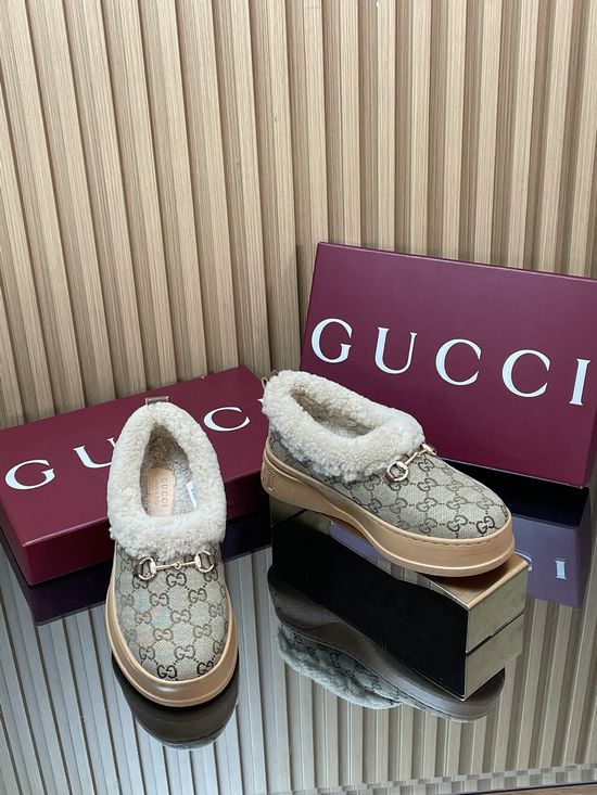 Gucci Fleece Lined Suede Loafers Anti-slip Rubber Sole