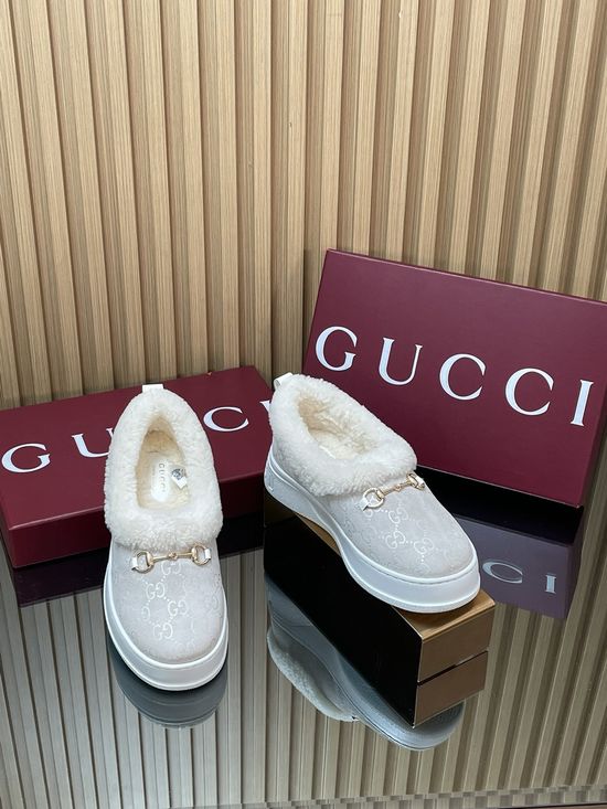 Gucci Fleece Lined Suede Loafers Anti-slip Rubber Sole