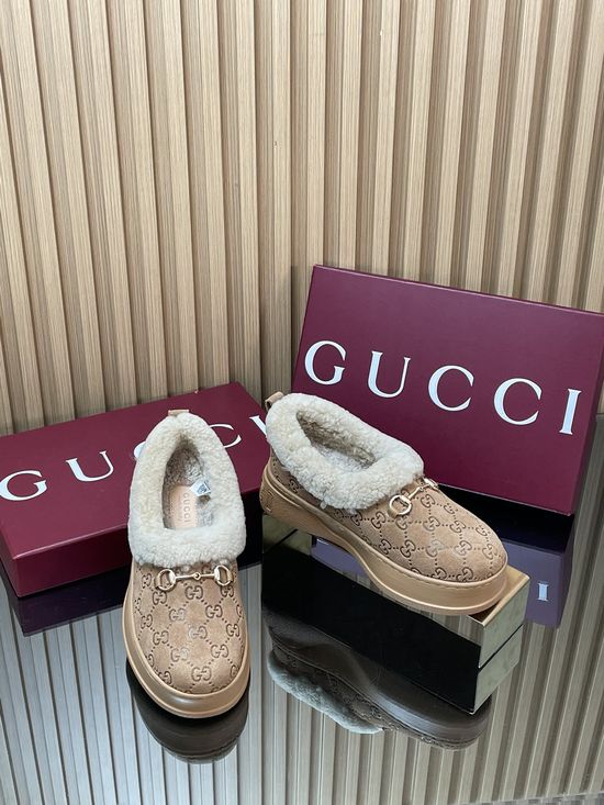Gucci Fleece Lined Suede Loafers Anti-slip Rubber Sole