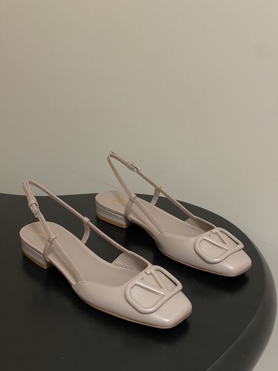 Valentino Classic V-Logo Flat Shoes with Leather Sole