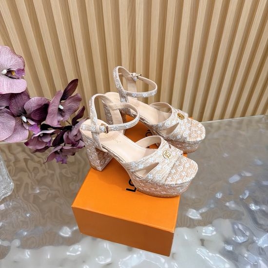 Louis Vuitton LV Chic Open-Toe High Heels with Brand-Inspired Design