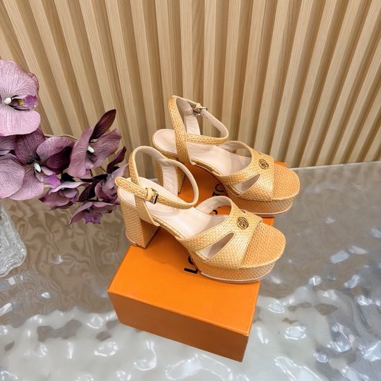 Louis Vuitton LV Chic Open-Toe High Heels with Brand-Inspired Design