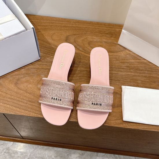 Christian Dior Sparkling Slip-on Sandals with CD Logo Embroidery