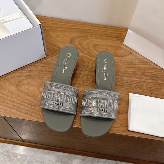 Christian Dior Sparkling Slip-on Sandals with CD Logo Embroidery