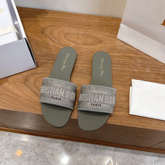 Christian Dior Sparkling Slip-on Sandals with CD Logo Embroidery