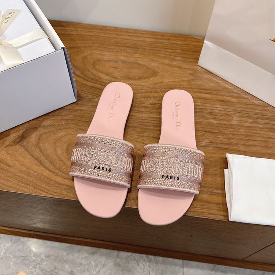 Christian Dior Sparkling Slip-on Sandals with CD Logo Embroidery