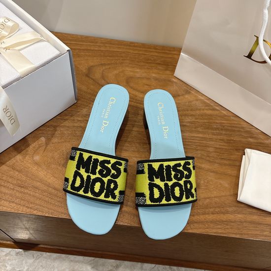 Christian Dior Silk Fabric Slip-on Sandals with CD Embroidery