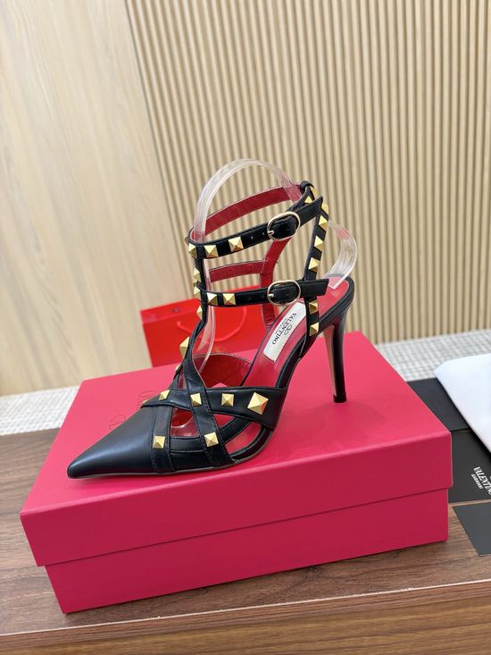 Valentino Pyramid Stud Slingback High Heel Sandals