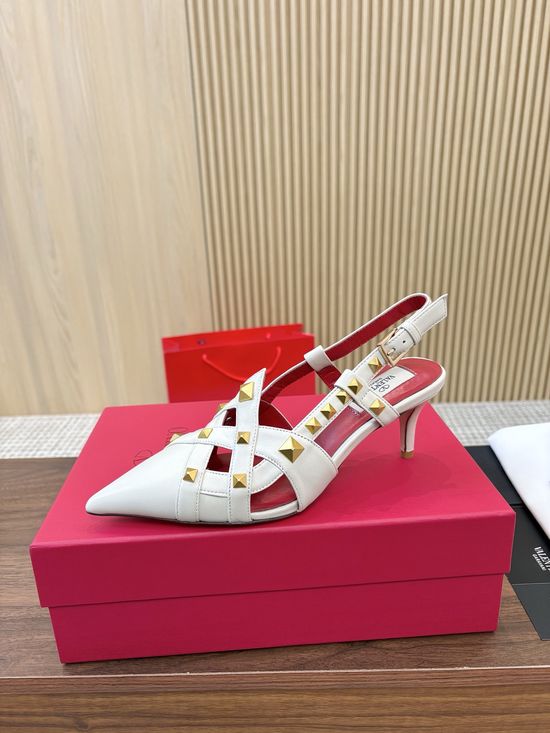 Valentino Pyramid Stud Slingback Mid Heel Sandals