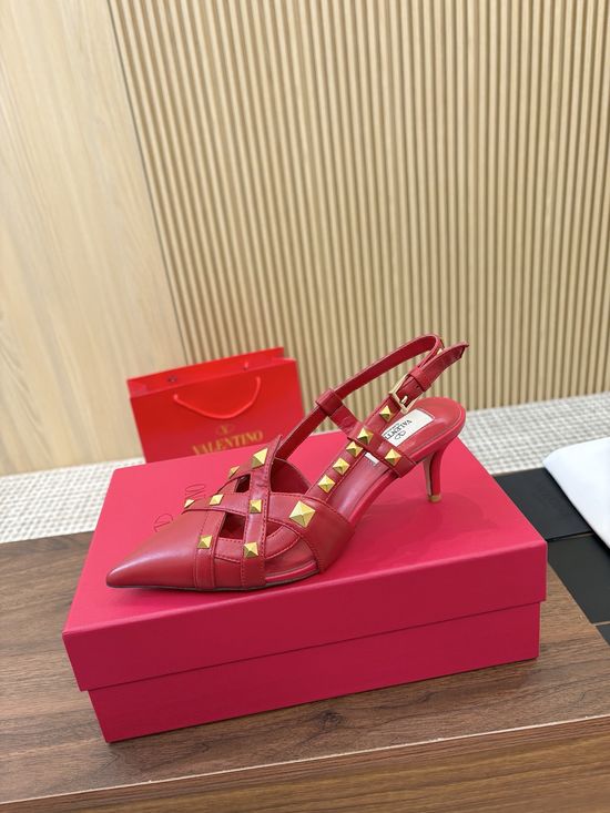 Valentino Pyramid Stud Slingback Mid Heel Sandals
