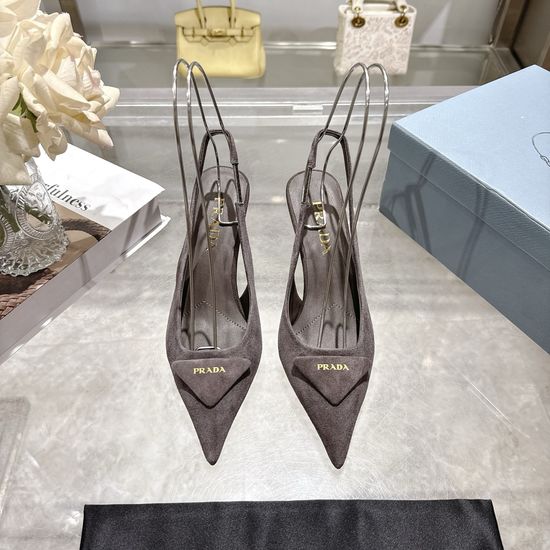 Prada Pointed Toe High Heel Sandals With Decorative Buckle