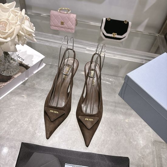 Prada Pointed Toe High Heel Sandals With Decorative Buckle