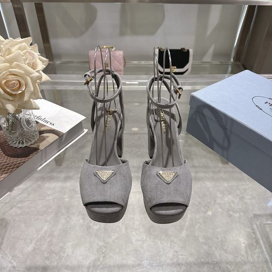 Prada Logo Decor Platform Chunky Heel Sandals