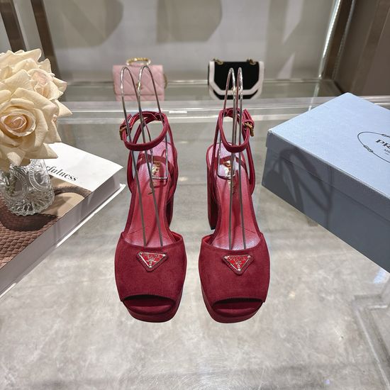 Prada Logo Decor Platform Chunky Heel Sandals