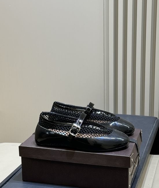 Alaia Mesh Ballet Flats with Rhinestone Buckle Detail