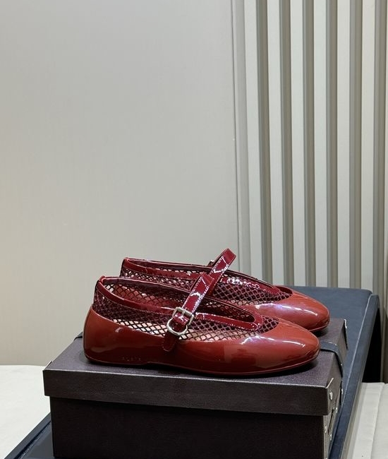 Alaia Mesh Ballet Flats with Rhinestone Buckle Detail