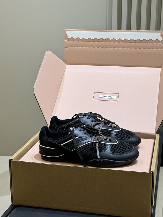 Miu Miu Mesh Breathable Training Shoes with Suede Accents