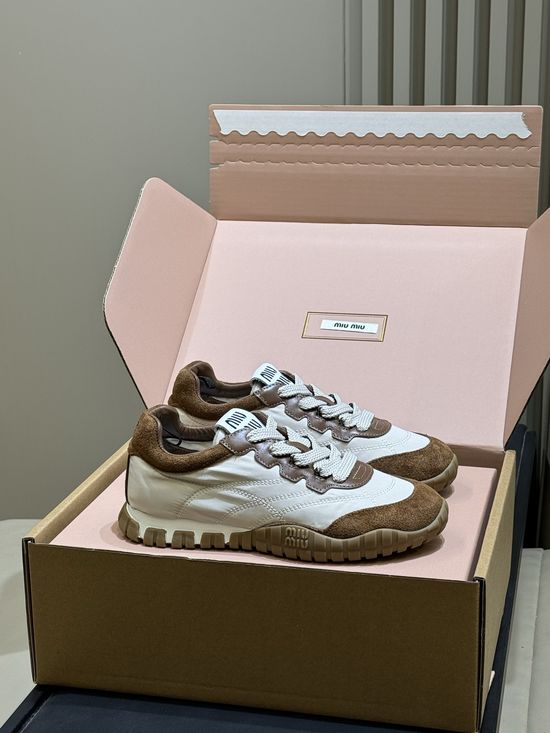 Miu Miu Retro-Inspired Training Shoes with Tire-Tread Soles