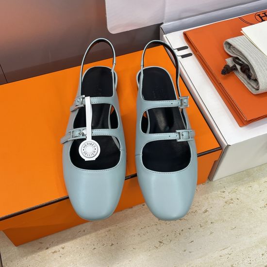 Hermes Custom Flat Backless Loafers with Enamel Buckle