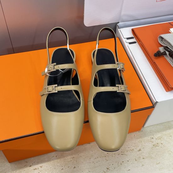Hermes Custom Flat Backless Loafers with Enamel Buckle