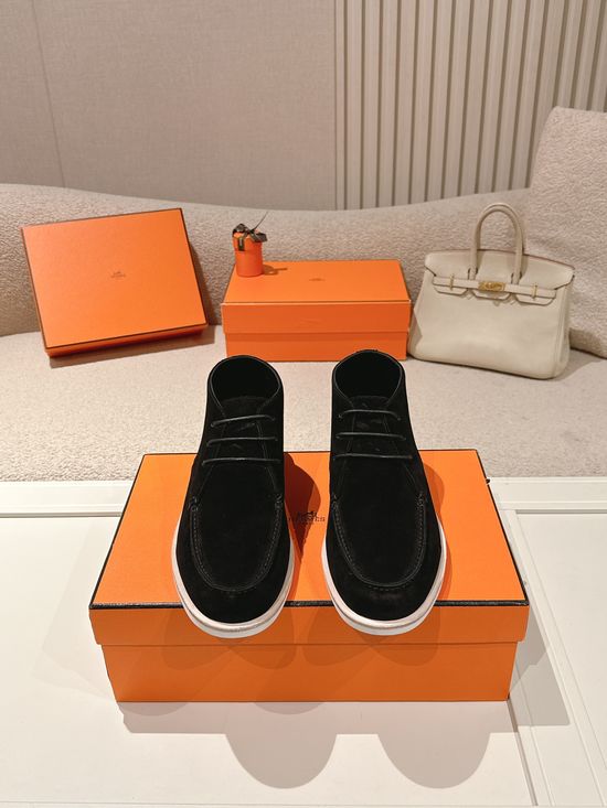 Hermes Suede Leather Derby Shoes Casual Stylish Daily Footwear