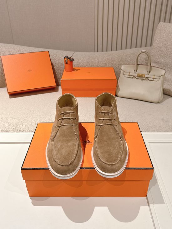 Hermes Suede Leather Derby Shoes Casual Stylish Daily Footwear