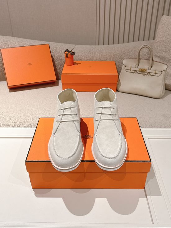 Hermes Suede Leather Derby Shoes Casual Stylish Daily Footwear