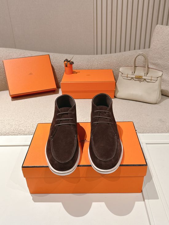 Hermes Suede Leather Derby Shoes Casual Stylish Daily Footwear