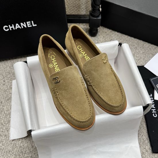 Chanel Rhinestone Buckle Leather Slip On Casual Loafer Shoes