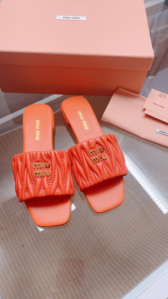 Miu Miu Soft Sheepskin Open Toe Flat Slide Sandals Premium