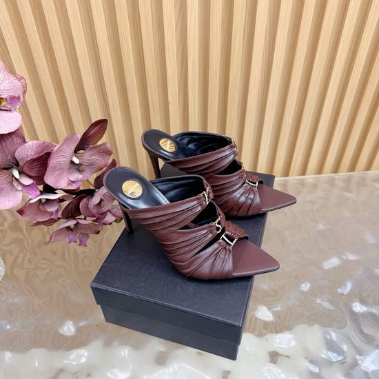 Yves Saint Laurent Fashion Iridescent Heel Slide Sandals with Logo Design