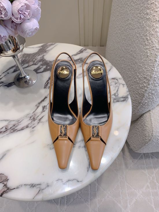 Yves Saint Laurent Pointed-Toe Open-Back High-Heeled Shoes