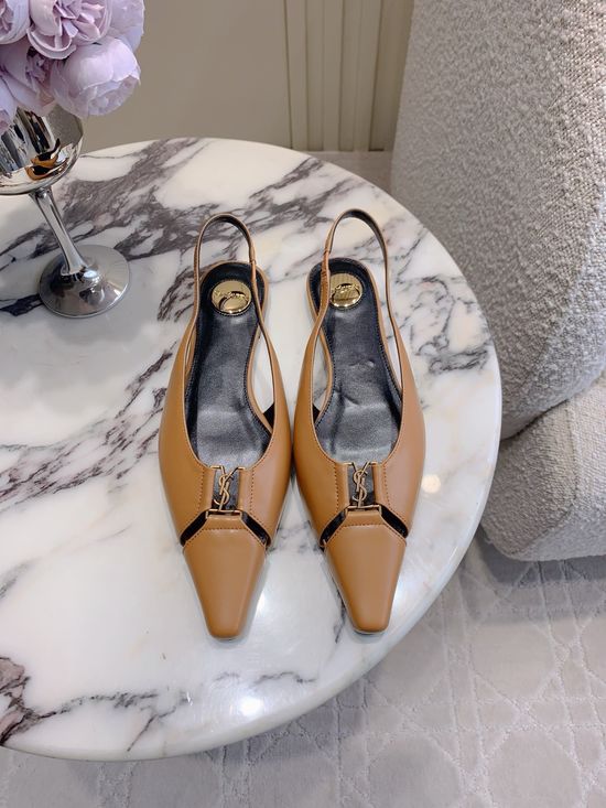 Yves Saint Laurent Pointed-Toe Open-Back High-Heeled Shoes